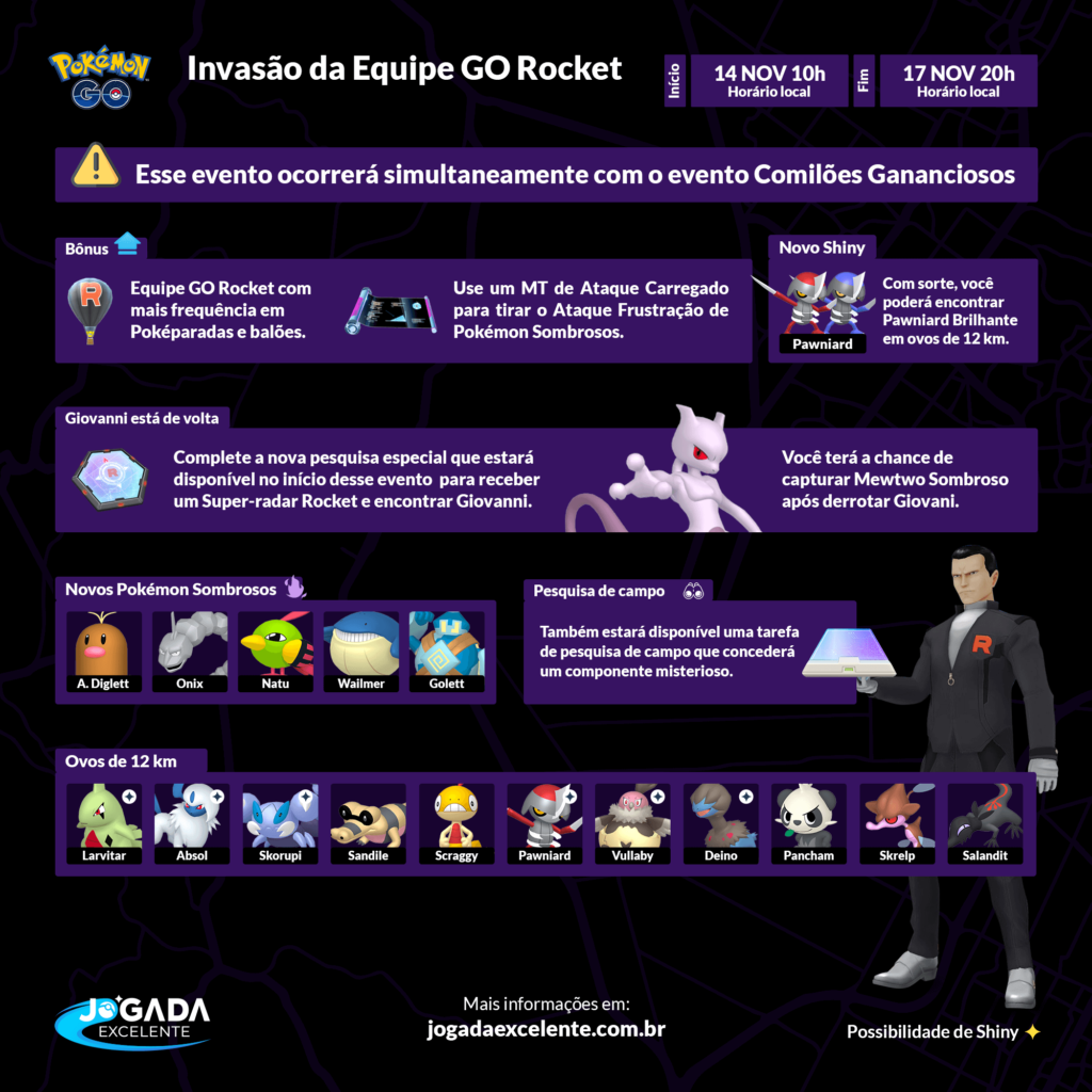 ◓ Pokémon GO: Saiba tudo que vai rolar no 'Evento de Celebração da Equipe  GO Rocket'! (ATUALIZADO)
