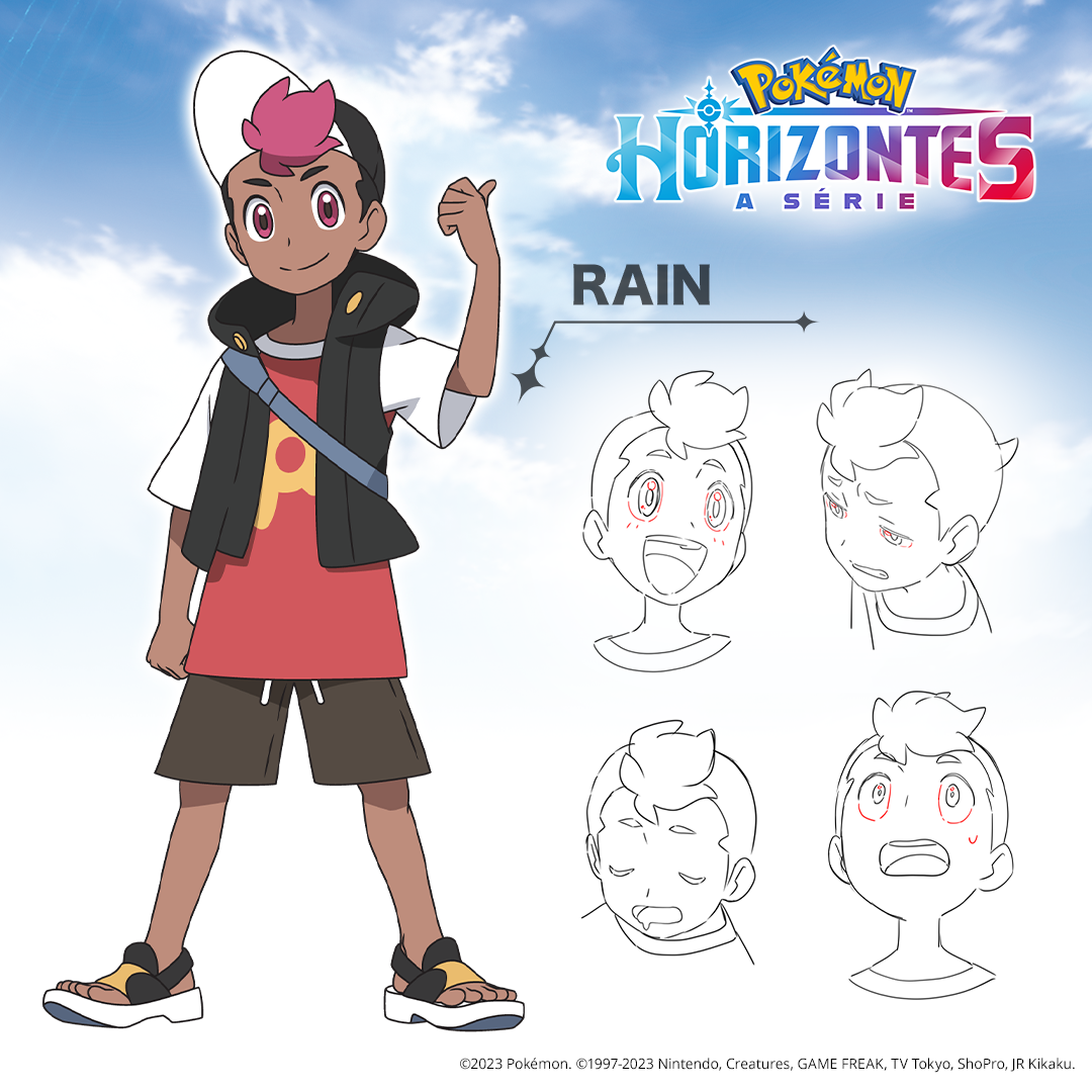 Imagem de apresentação dos Rain em Pokémon: Horizontes